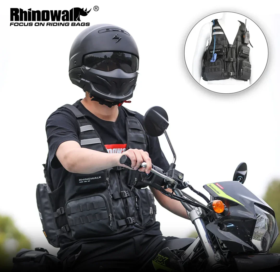 Rhinowalk Motor Cycling Vest Outdoor Sports Vest Running Backpack Reflective Hiking Bag With Water Bag Storage Pocket