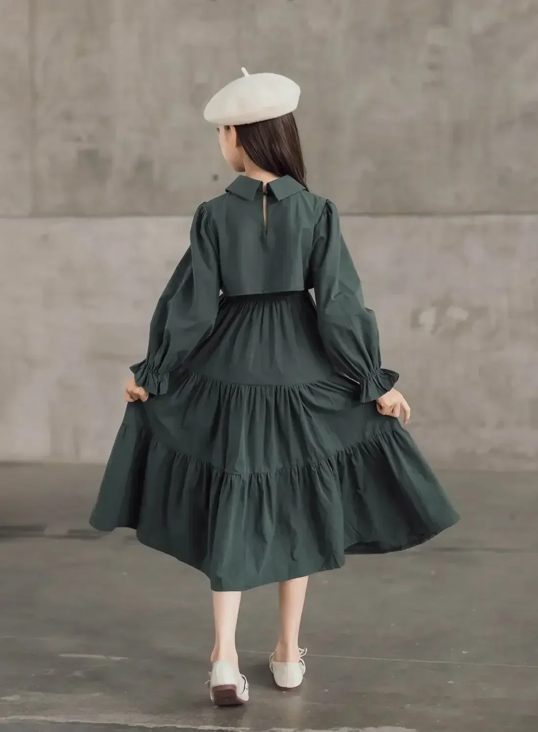 2024 Spring Teen Girls Elegant Long Shirt Dress Sleeve Black Cotton Party Muslim Clothes 8 10 12 13 14 Years Girls Clothes