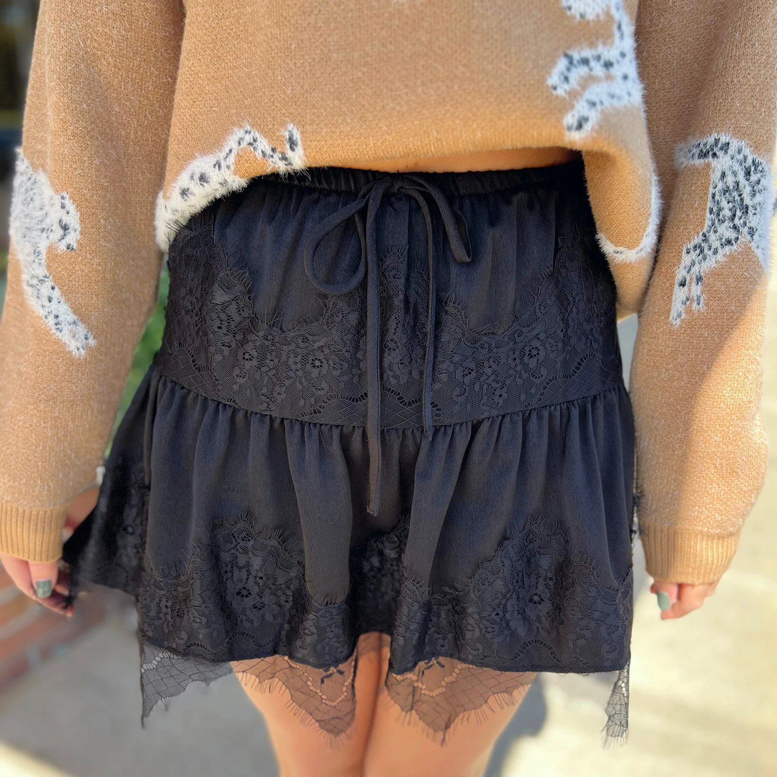 Женские мини-юбки с нерегулярной кружевной отделкой и эластичной резинкой на талии, свободные юбки трапециевидной формы, кавайные короткие юбки, женская клубная уличная одежда Y2k