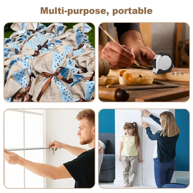 

A93E-Mini Tape Measure Keychain Set, 3 Ft Retractable, 24 Pieces, Pocket Size With Lock