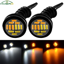 2 uds 4014 lámparas de ojo de águila 12SMD 23mm LED blanco cálido DC 12V luces de circulación diurna para motocicletas automáticas señal de estacionamiento inverso de respaldo