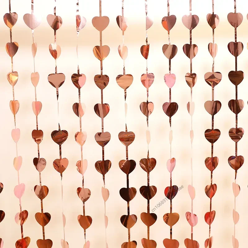 2M Love Heart Party Background Wedding Decoration Foil Curtain Sequin Wedding Photo Backdrop Valentine's Day Birthday BabyShower