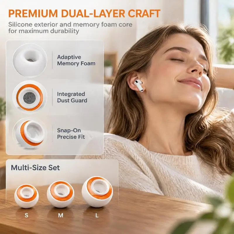 2 embouts d’écouteurs en mousse à mémoire de forme et en silicone, avec filet intérieur, pour remplacement des embouts d’écouteurs sans fil Bluetooth – accessoires pour écouteurs F(x).