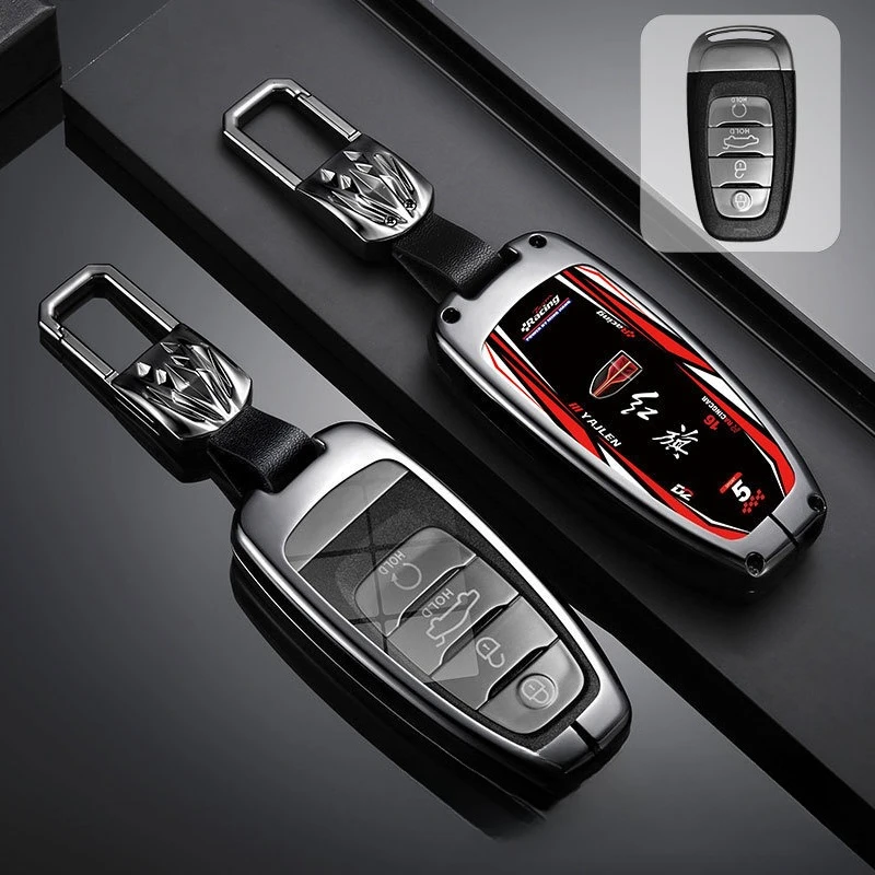 

Premium Zinc Alloy Key Cover Case for Hongqi H5/H9/HS5/H6/HS7 - Protective Key Fob Shell Keybag Keychain