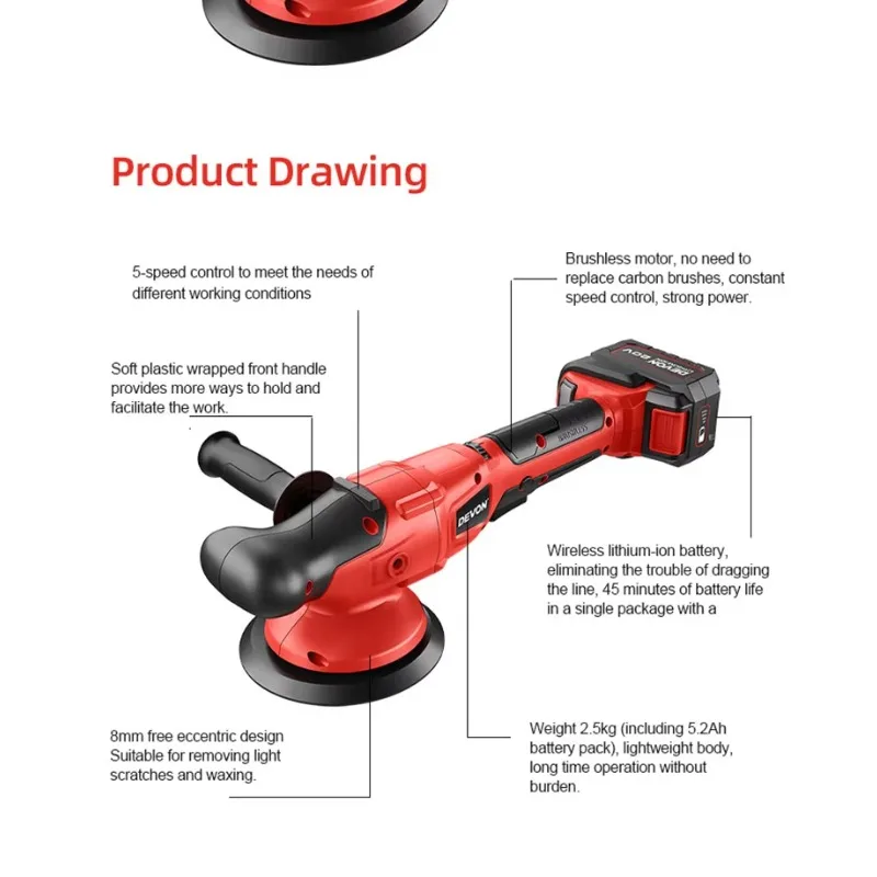 Sander Orbital Handheld Cordless Eccentric Sander Orbital Sander