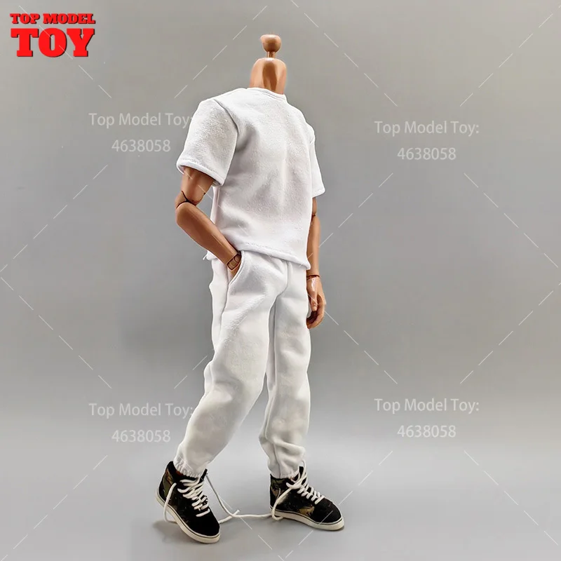 1/6 Scale White Casual Hoodie Long Short Sleeve Pants Set Clothes Accessory Model Fit 12\'\' Male Soldier Action Figure Body Dolls