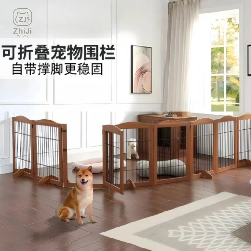 Wooden Pet Fence Dog Fence Freely Combinable Pet Isolation Door Indoor Foldable Dog Cage for Small and Medium Dogs Pet Supplies