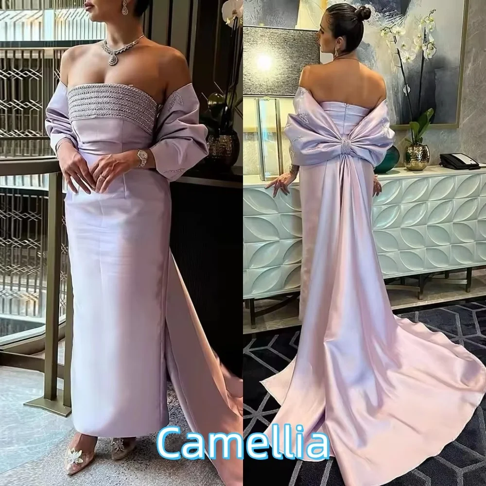 

Изысканное вечернее платье с бантом и бисером по индивидуальному заказу, очаровательное платье русалки для выпускного вечера, сексуальное вечернее платье с вырезом лодочкой и оборками فساتين سهرة