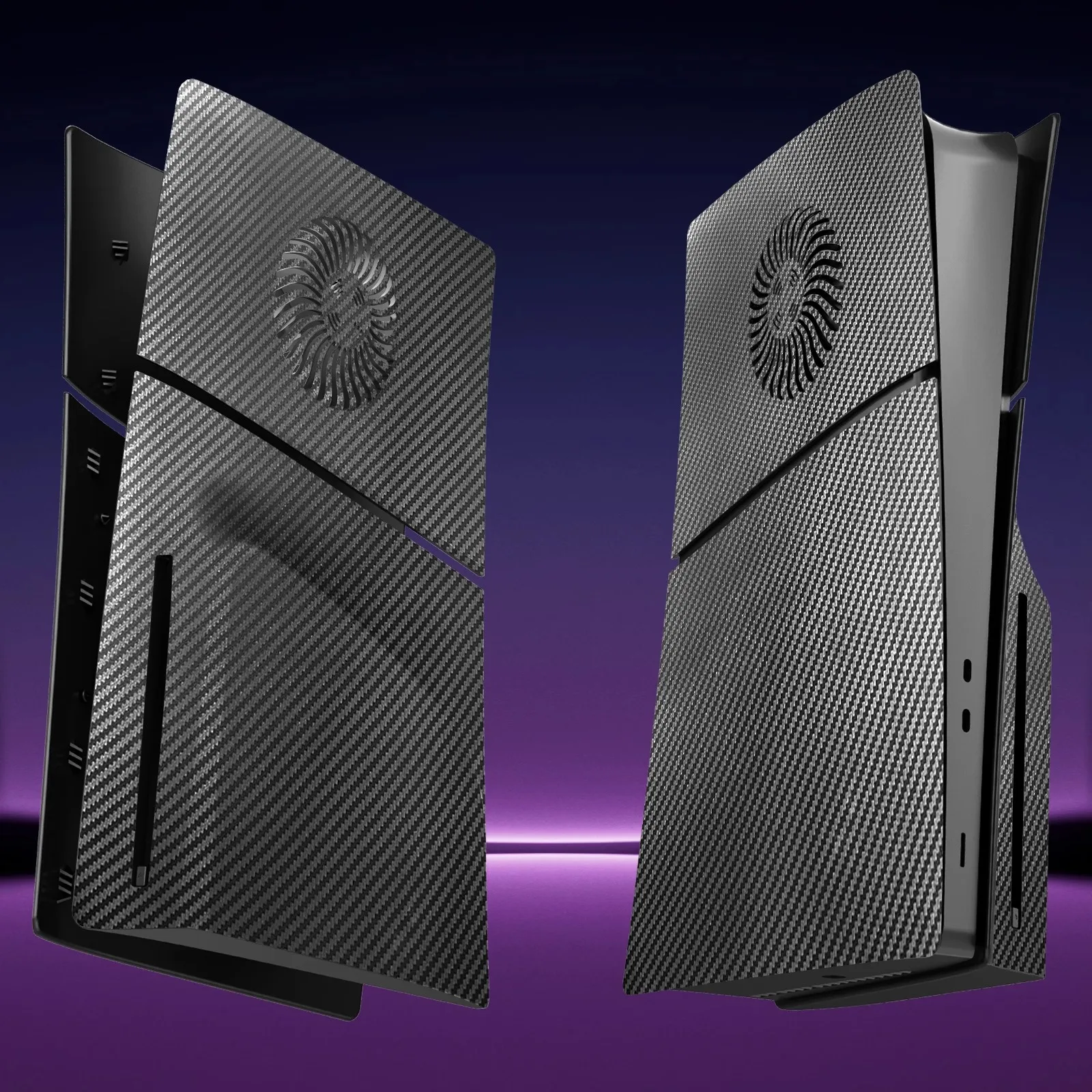 YUESHEN Ps5 غطاء نحيف من ألياف الكربون باللون الأسود مع فتحات تبريد وغطاء مقاوم للغبار لجهاز PS5 Slim