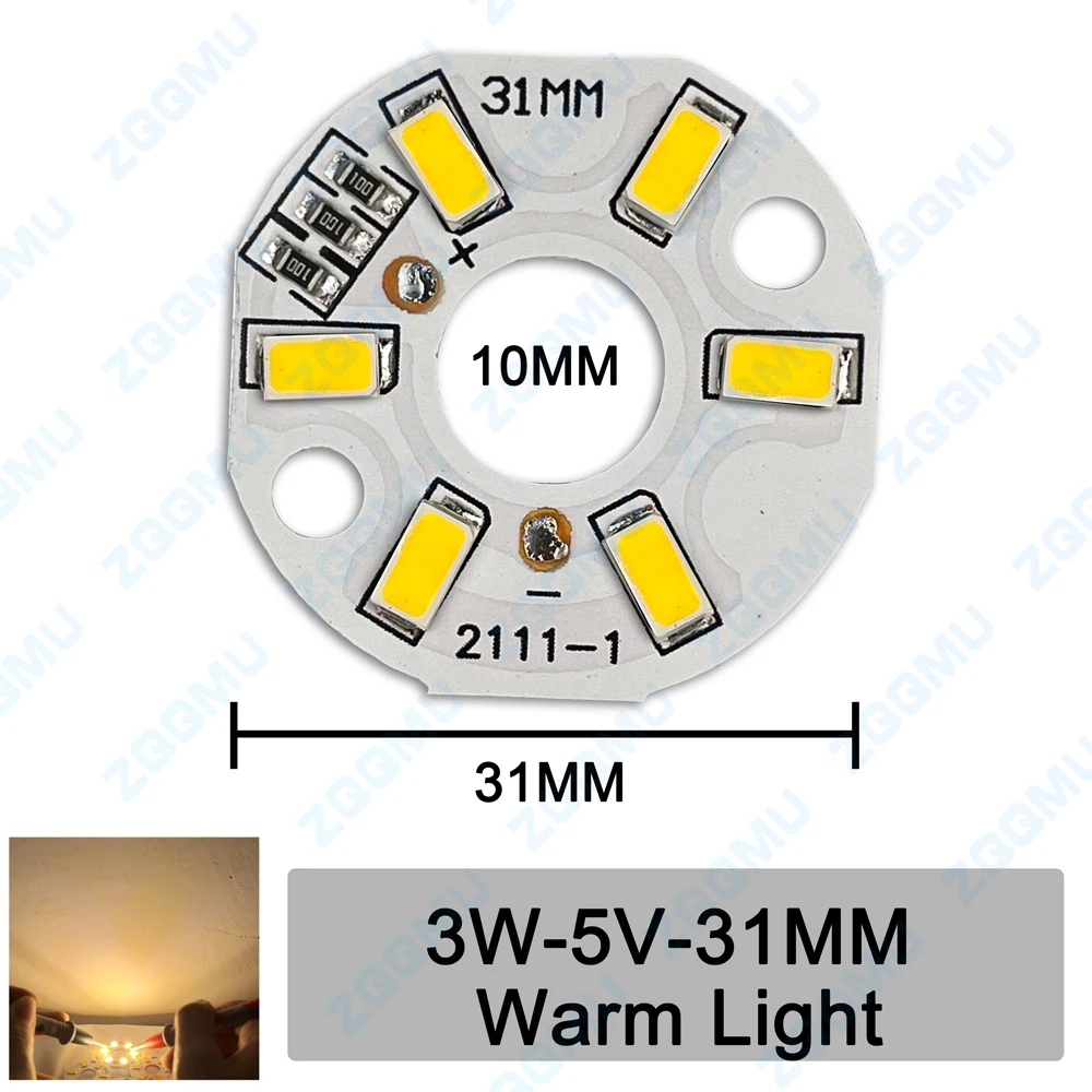 10PCS DC5V 3W 5730 SMD LED Round Lamp Beads Red Green Blue White Warm Pink Purple For DIY 3D Printed Lights USB Bulb Holder Chip image 3