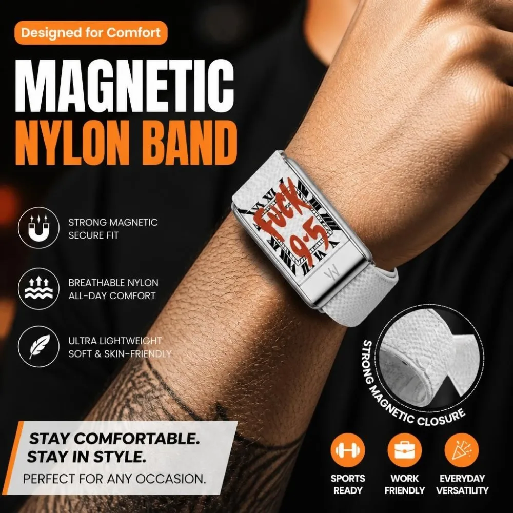 For WHOOP 5.0 MG Band White Red Letter Slogan Printed Nylon Woven Strap Fashion Sport Replacement Wristband Accessories