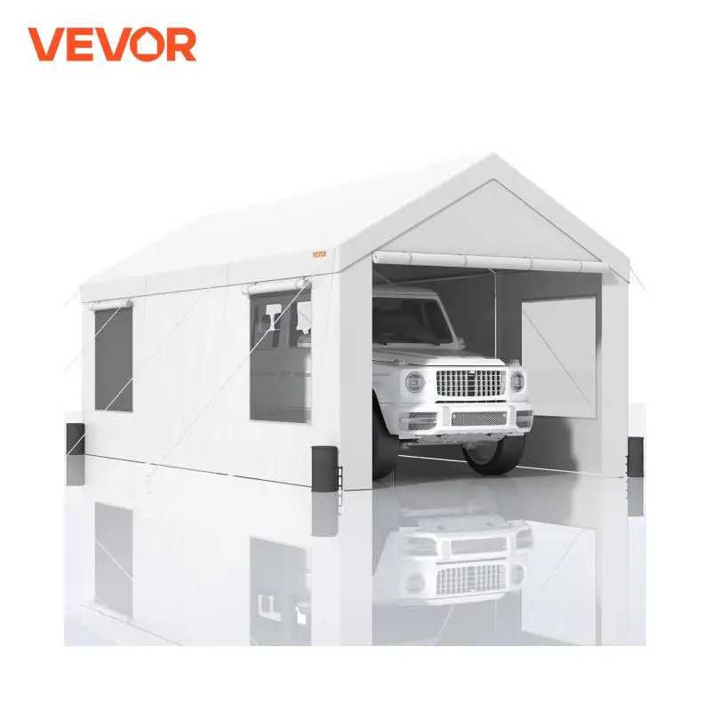 

VEVOR Carport 10x20ft/12x20ft Heavy Duty Car Canopy Waterproof Garage with Roll-up Ventilated Windows & Removable Sidewalls