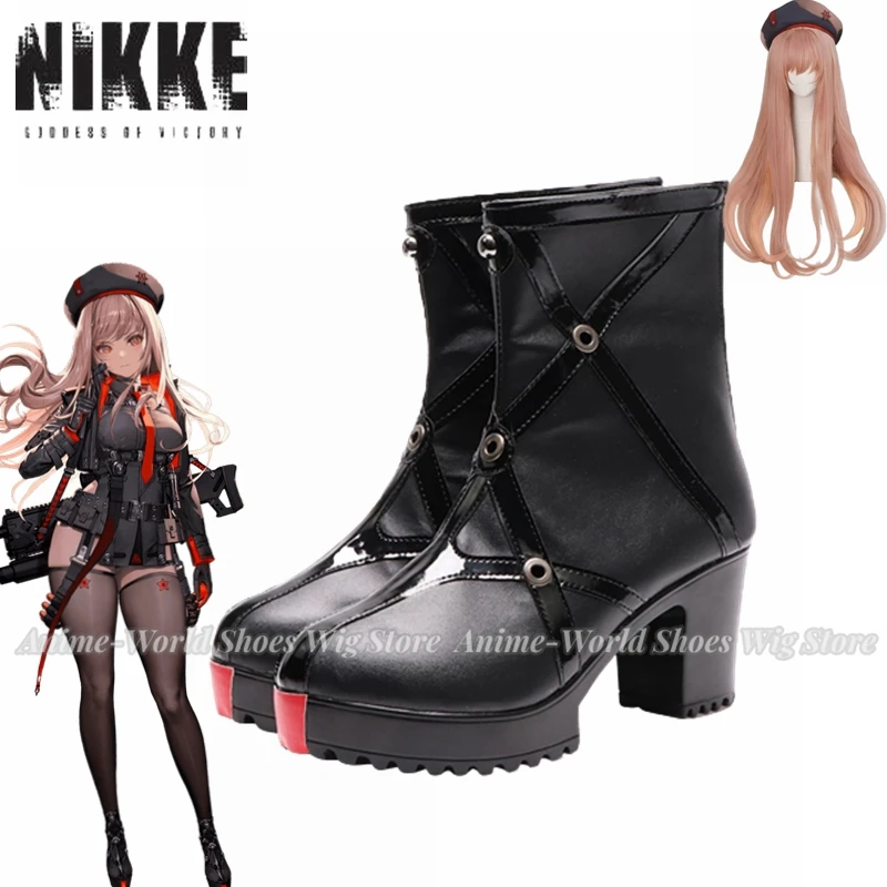 New Game NIKKE Rapi Cosplay Shoes Black High Heels Boots Props Wig Halloween Party Role Play Custom Made