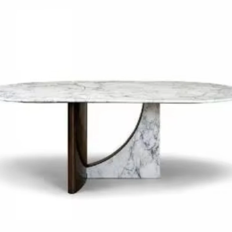 Modern Furniture Dining Table Set 6 Seats Round Marble Dining Table