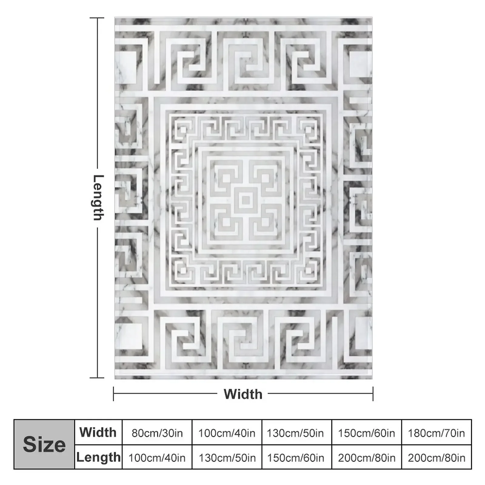 Greek Meander - Greek Key White Marble texures Throw Blanket Sofa Throw Luxury Designer Blankets