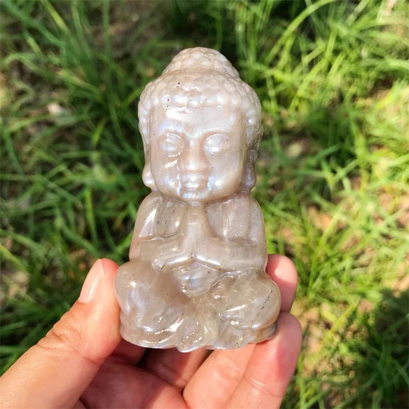 

8CM Natural Citrine Buddha Crystal Healing Carving Figurine Polished Fengshui Gemstones Sculpture Crafts Gift 1pcs