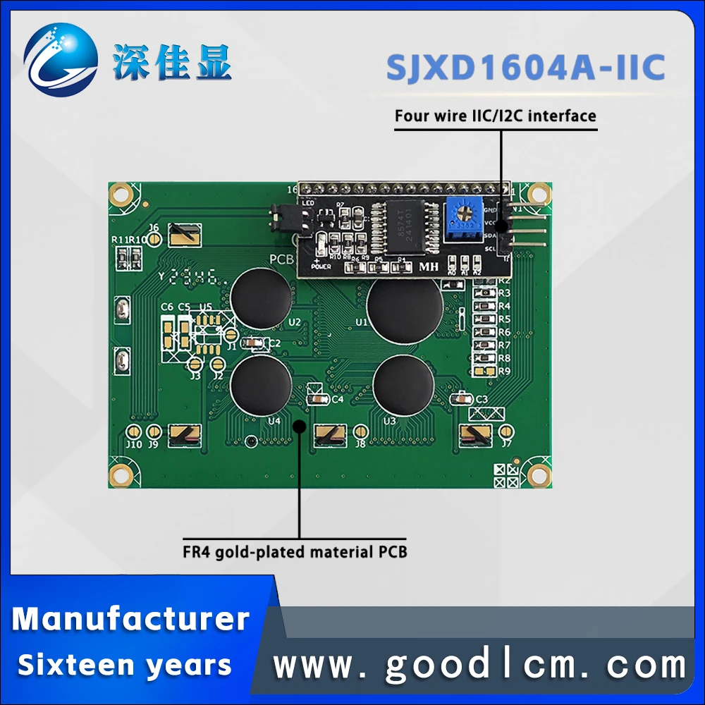 Leading LCD screen with backlight JXD1604A-IIC FSTN White Positive character dot matrix screen industrial LCM display module