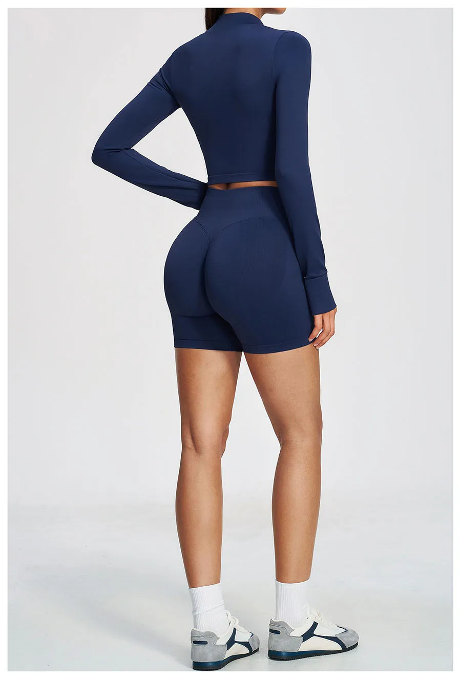 Neues 2-teiliges Yoga-Set, nahtloses Sportoutfit, Damen-Trainingsanzug, Lauf- und Workout-Kleidung, langärmelig, mit Reißverschluss, Sportbekleidung – Detail 18