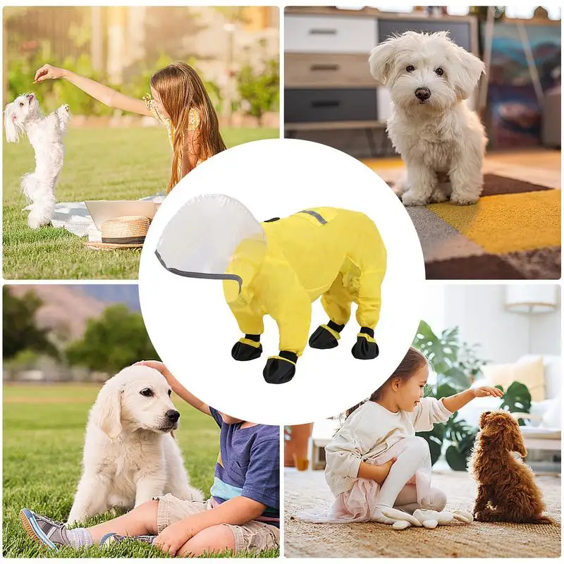 Large Dog Raincoat Pet Raincoat Poncho Waterproof Reflective Lightweight Windproof Dog Jacket Full Coverage Clear Hood Dog