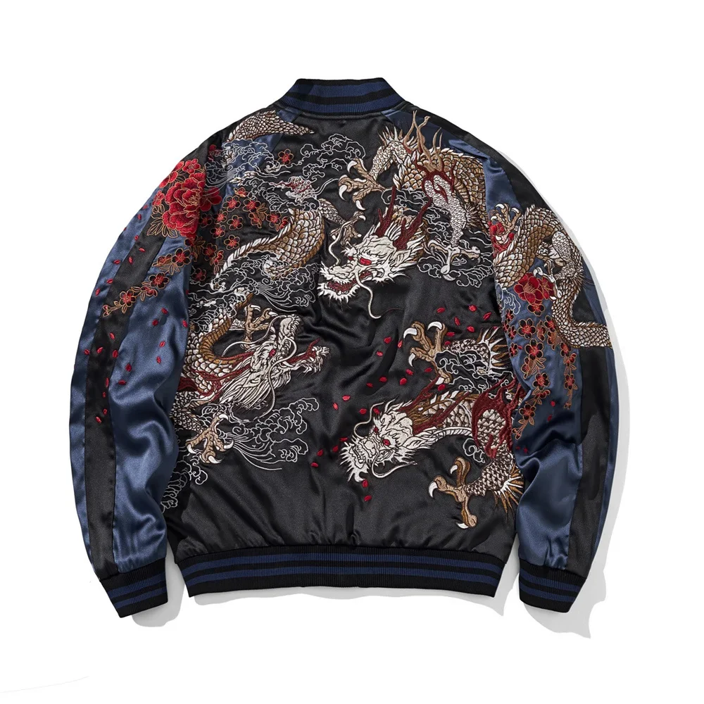 

High-Quality Streetwear for Urban Fashion Enthusiasts Versatile Japanese Yokosuka Jacket with Dragon Embroidery - Reversible