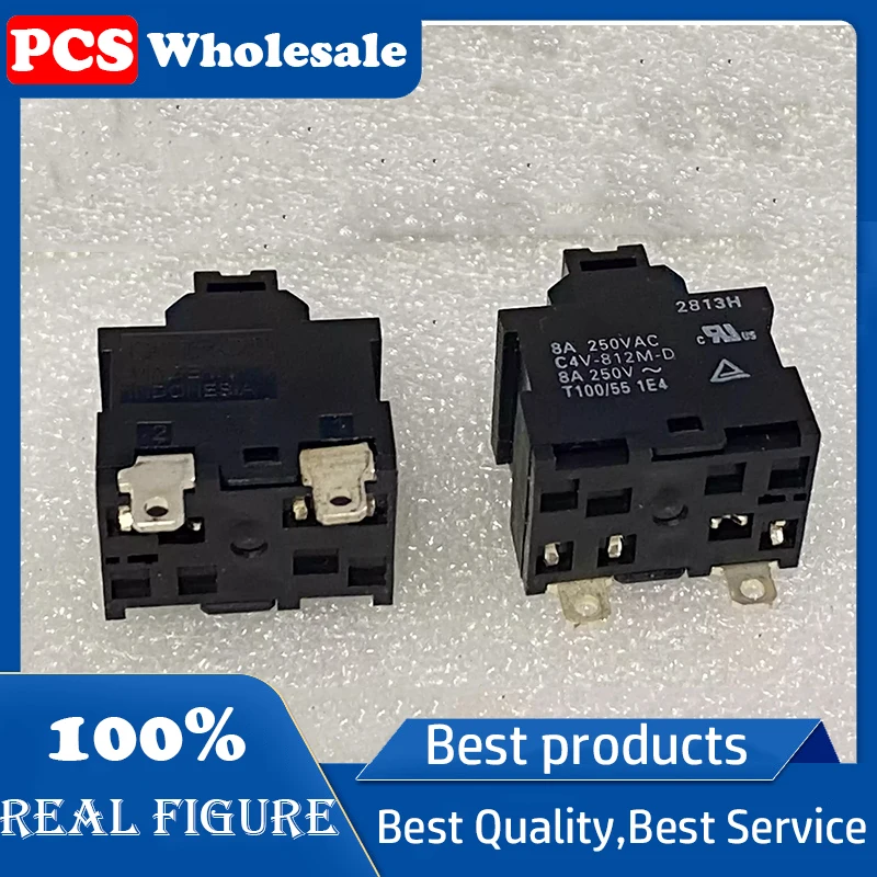 Original C4V-812M-D self-resetting 2-pin push-button switch 8A250V unlocked key
