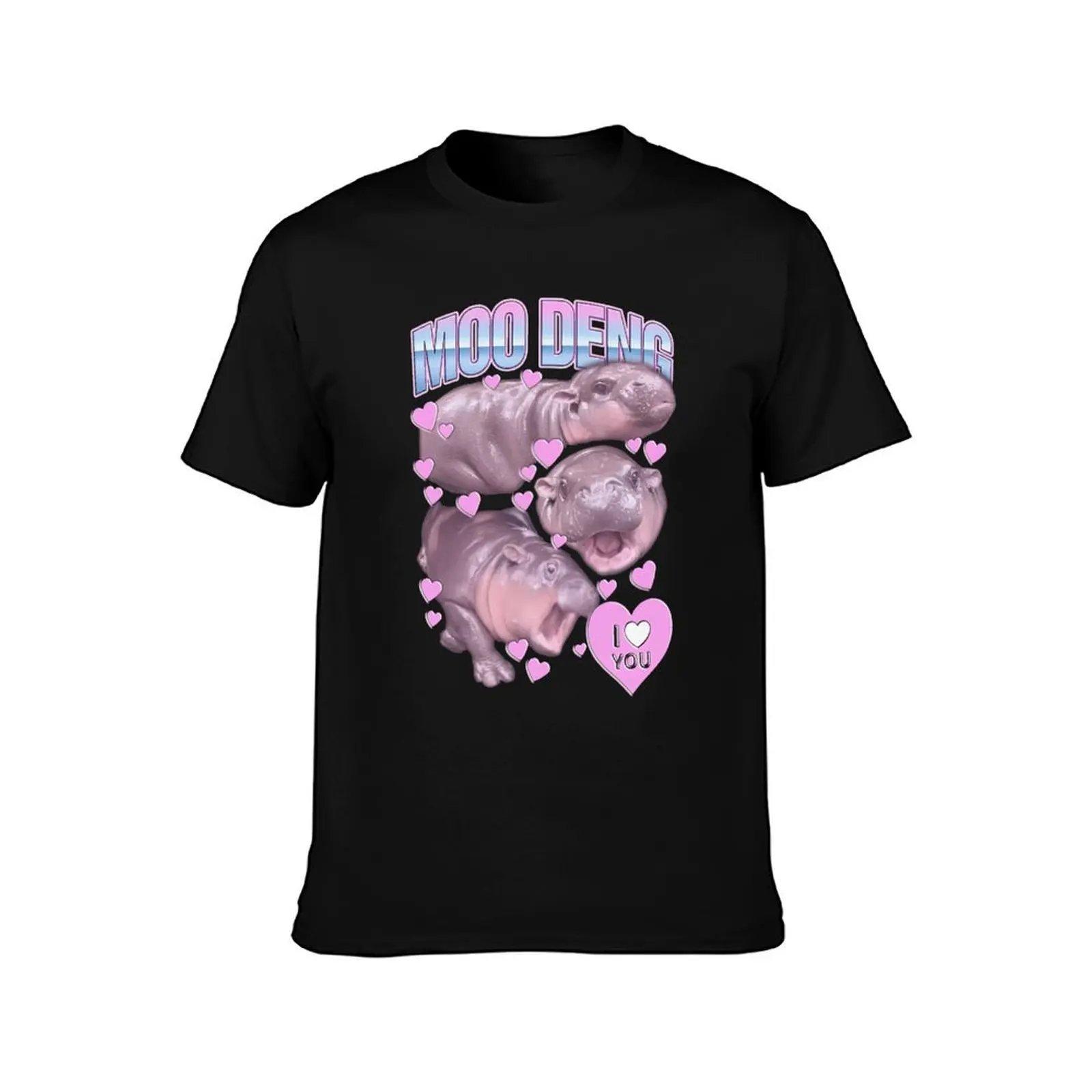 Cute Moo Deng Bootleg T-Shirt Fashion Letter Print T-Shirt