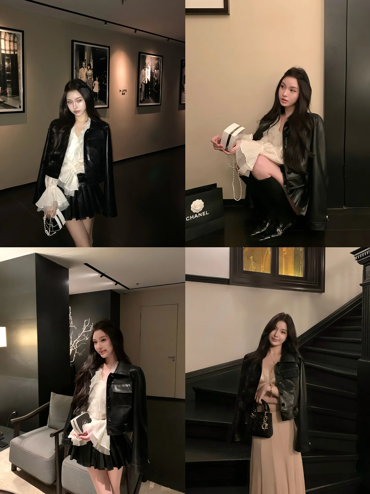 スリムブラックショートクラシックショルダーPUレザージャケットレディース多用途アウタートップOYFFファッショナブルガールスタイル