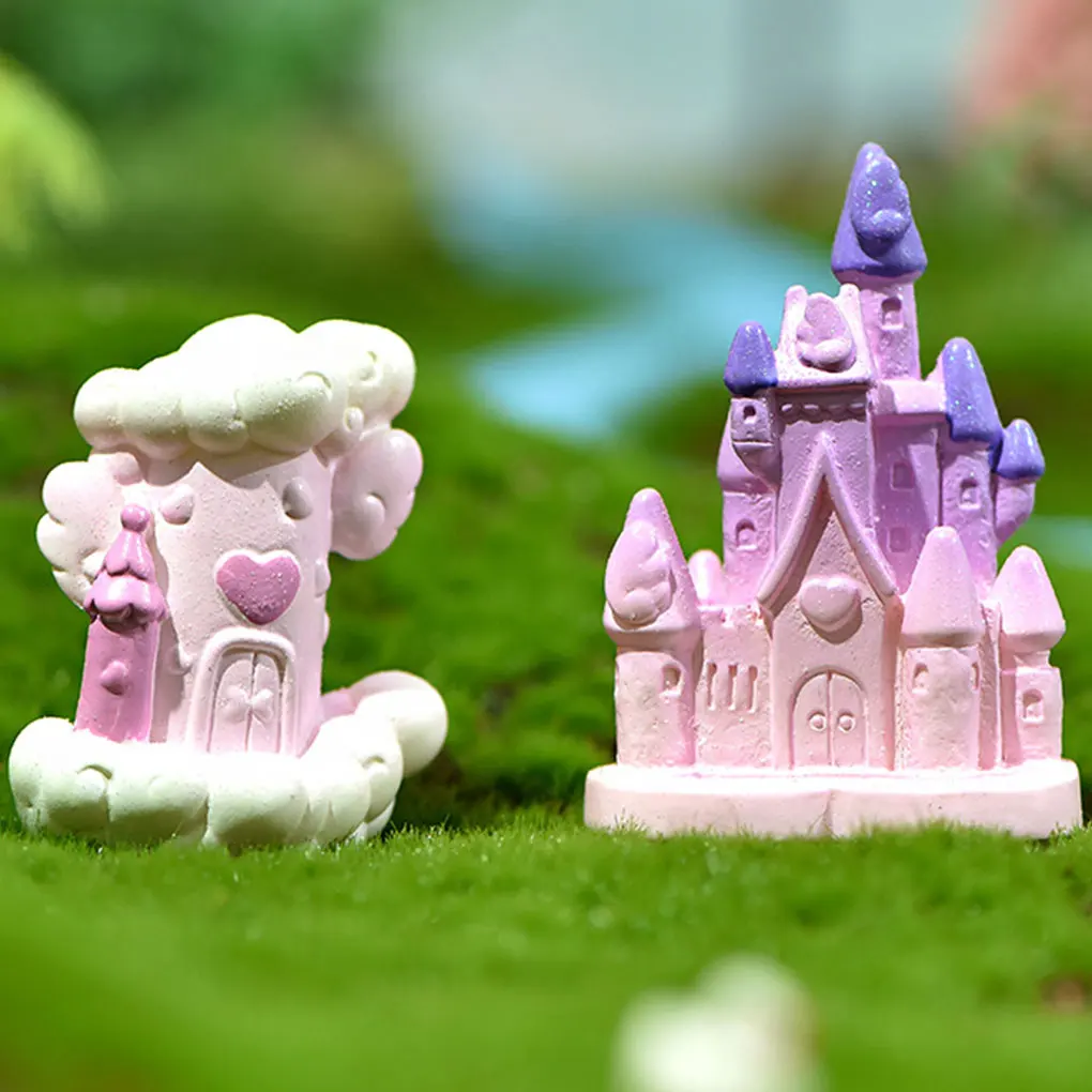 Castle Decoration Pink Fantasy Fairy Tale Resin Crafts Ornament Landscape Gardening Miniature Model Accessories Clouds