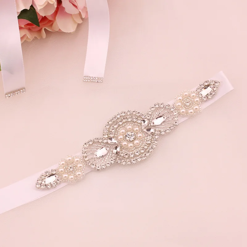 Crystal Rhinestones Wedding Belt Luxury Bridal Belts Sash White Ivory Champagne Ribbon For Women Evening Dress Bride Jewelry