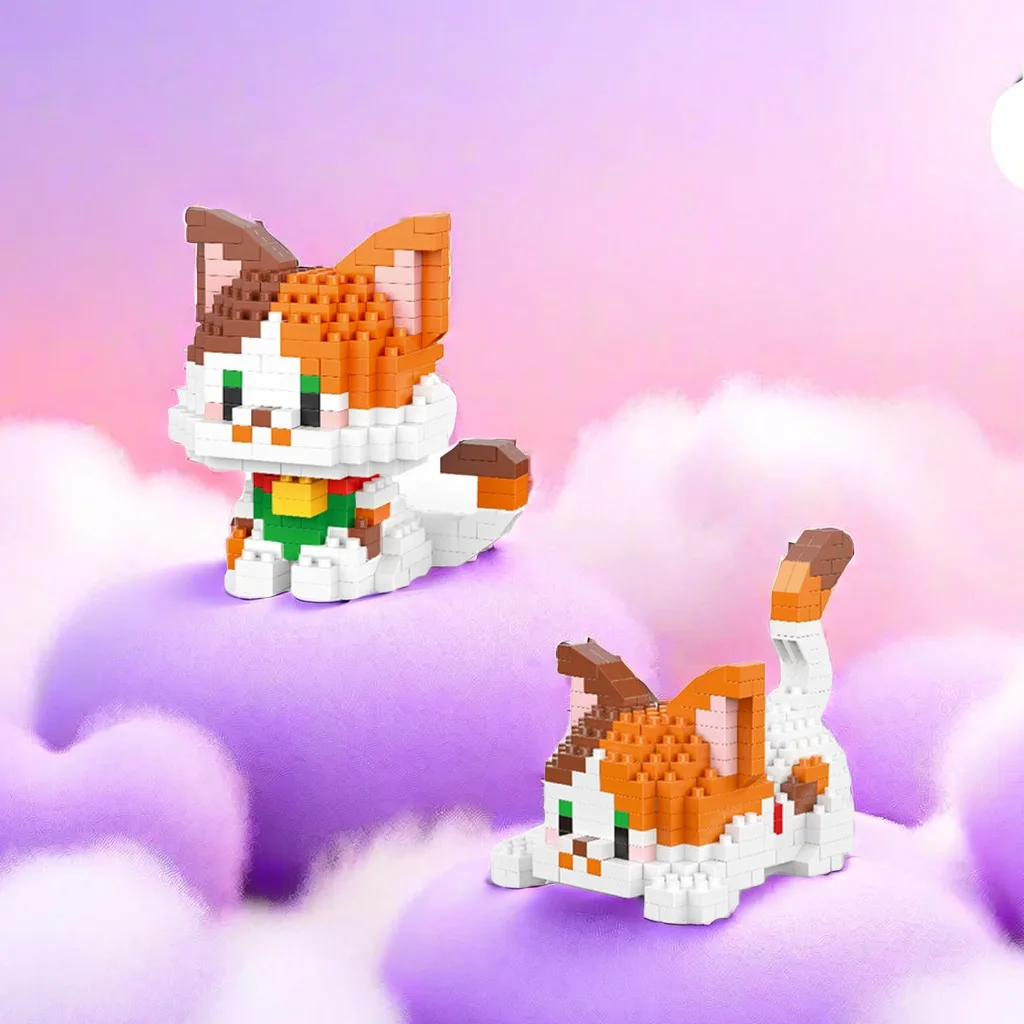Micro Mini Building Blocks Cat: Choose Between Two Poses and Multiple Colors for Adorable Models, Pet Combinations, Holiday Gift