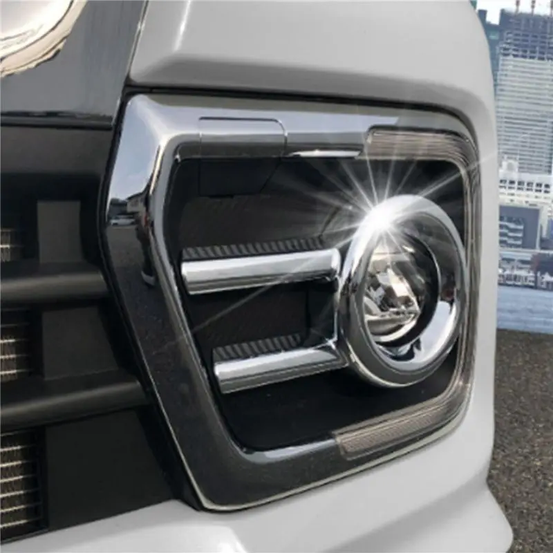 Well 6PCS Plastic Car Front Head Fog Light Chrome Cover Trim Bezel Frame Garnish For Spacia Custom MK53S