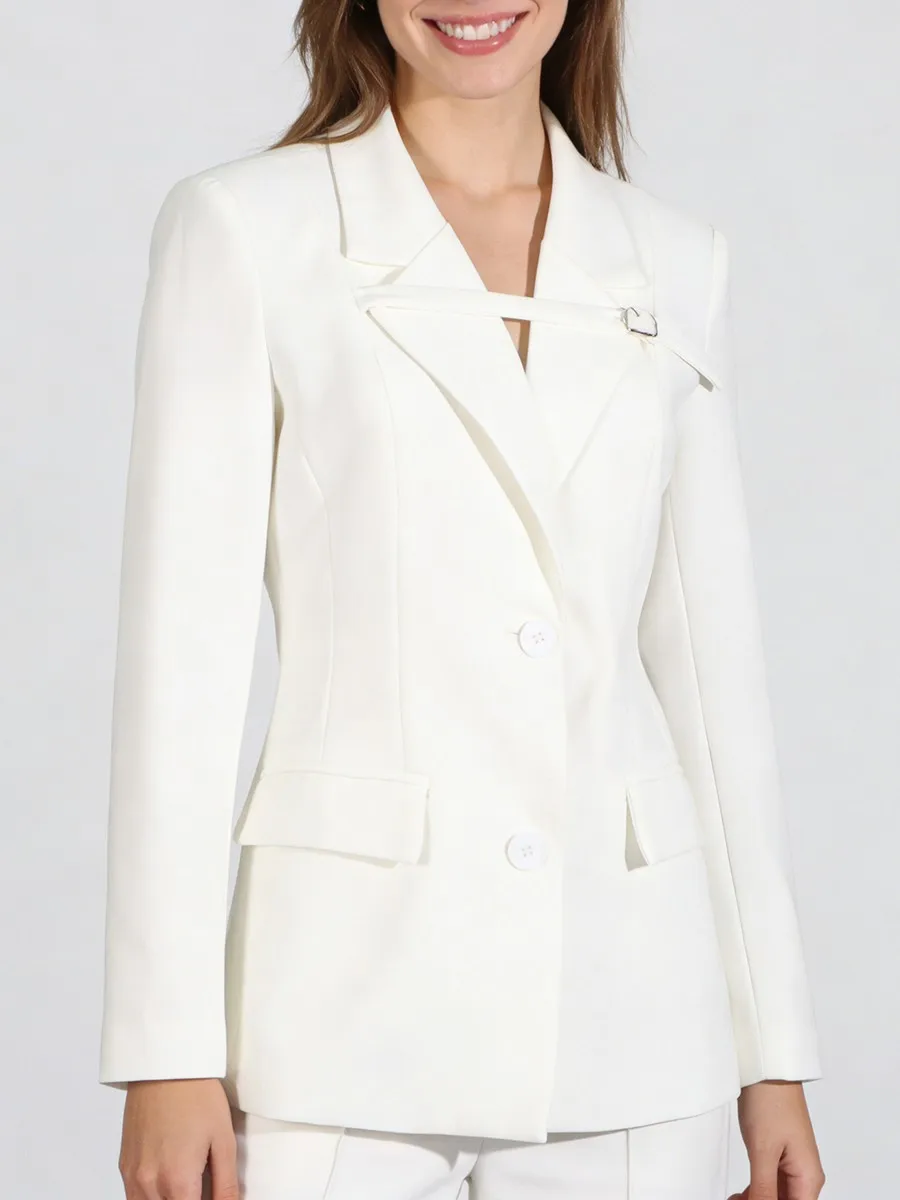 TWOTWINSTYLE Temperament Slimming Spliced Lace Up Blazers for Women Lapel Long Sleeves Patchwork Button Minimalist Blazer Female