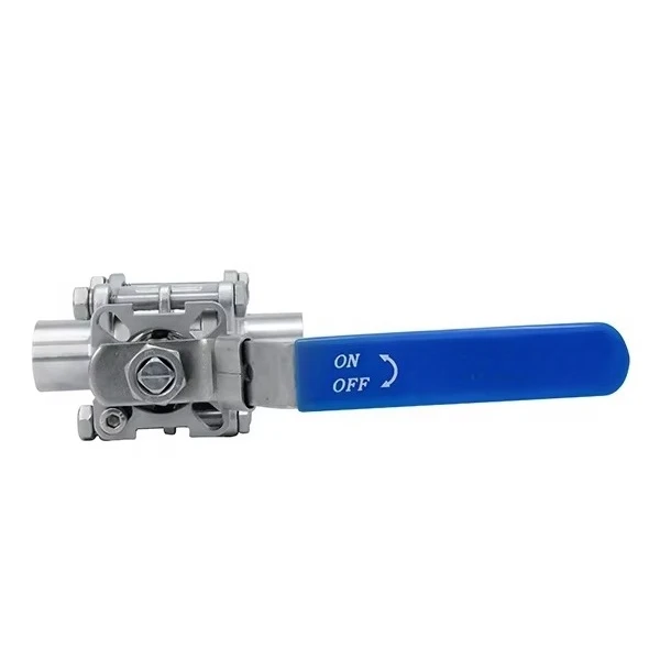 حار بيع DN32 دليل صمام الكرة الصحية SS304 الفولاذ المقاوم للصدأ 3-PC تصميم لحام بعقب OEM للتخصيص للمياه الغذاء