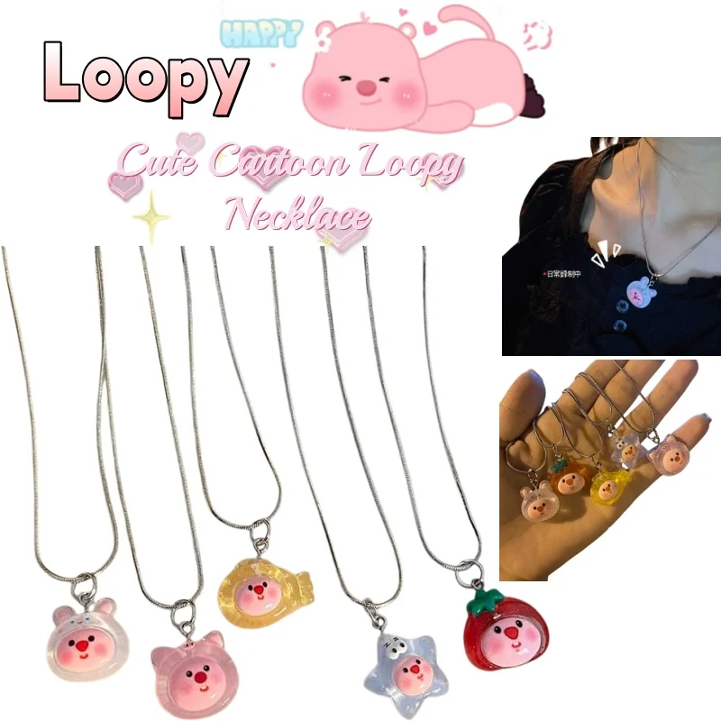 Cute Frosty Loopy Little Beaver Cartoon Personality Necklace for Women,Indie Design on Instagram,Gift for Best Friend's Birthday