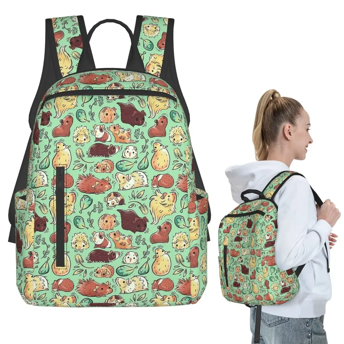 

Guinea Pig Huddle Backpack Student Boys Girls BookBag Children School Bag Computer Shoulder Bags for Men Women