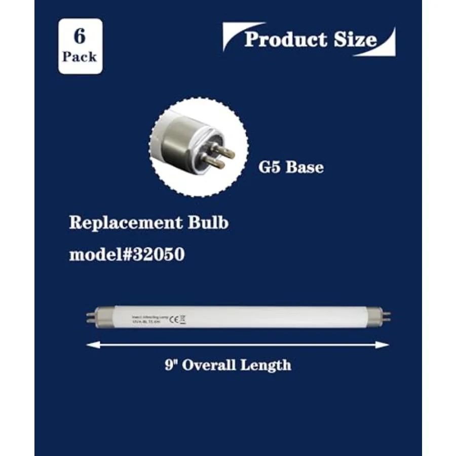 6Pack 32050 F6T5/BL Replacement Bulbs, 9''Length, T5 6W Fluorescent Light Tube, Compatible Replacement for Dyna/Trap DT2000XL, view 2