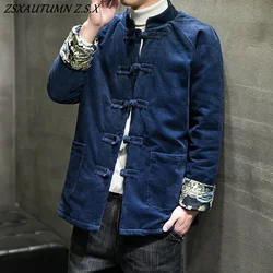 China Corduroy Jacket Men's Cotton-padded Jacket Ancient Style Winter Warm Padded Jacket Retro Chinese Coat Traditional Dress