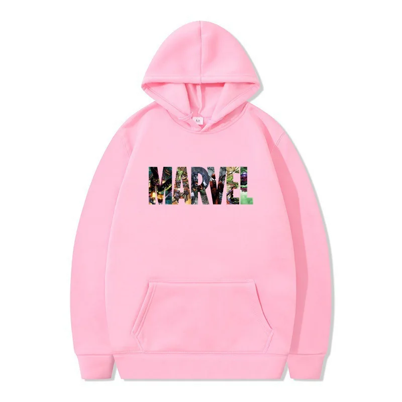 MARVEL Letter Printed Men\'s Women\'s Sports Hooded Sweatshirt for Autumn Winter Fashion Loose Casual Sportswear Personalized Top