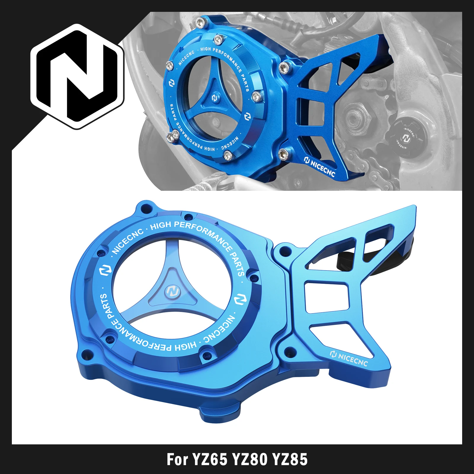 NICECNC For Yamaha YZ85 2002-2023 YZ80 1993-2001 YZ65 2018-2023 YZ 65 YZ 80 YZ 85 Sprocket Cover Guard & Transparent Motor Cover