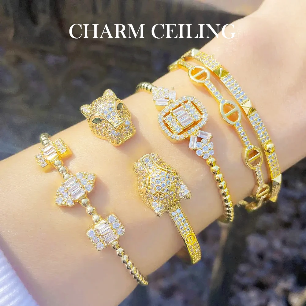 

2024 New Trendy Leopard Bracelet For Women Luxury Zircon Jewelry lovely Feminina Accessories Fashion Adjustable Open Bracelet