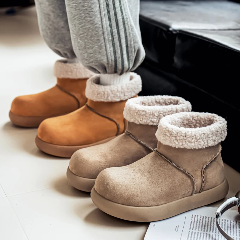 겨울 남성용 패딩 코튼 스노우 부츠 - 플리스 안감 미끄럼 방지 내구성 야외용 따뜻한 앵클 부츠