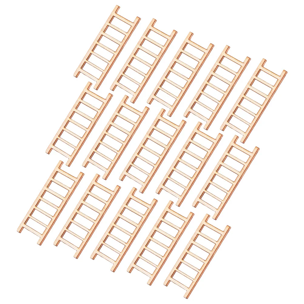 

15pcs Micro-Landscape Adornment Mini House Ladders Wooden Decor Desktop For Sand Table Photography Props Bonsai Use