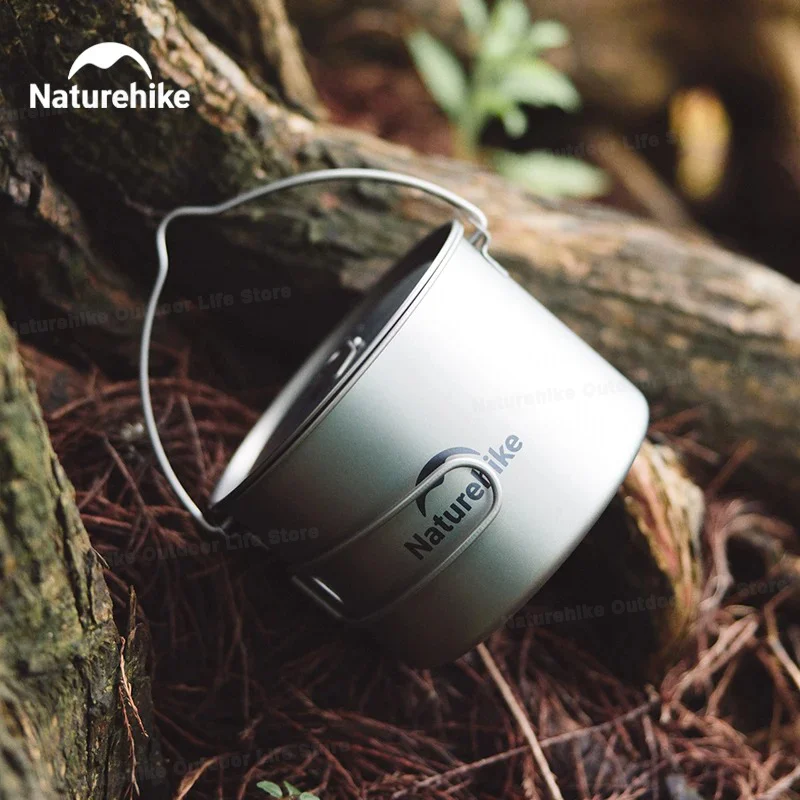 

Naturehike 2024 New Camping Cookware Ultralight Large Capacity Kitchen Titanium Pots Hanging Portable Hiking Dinner Cooking Set