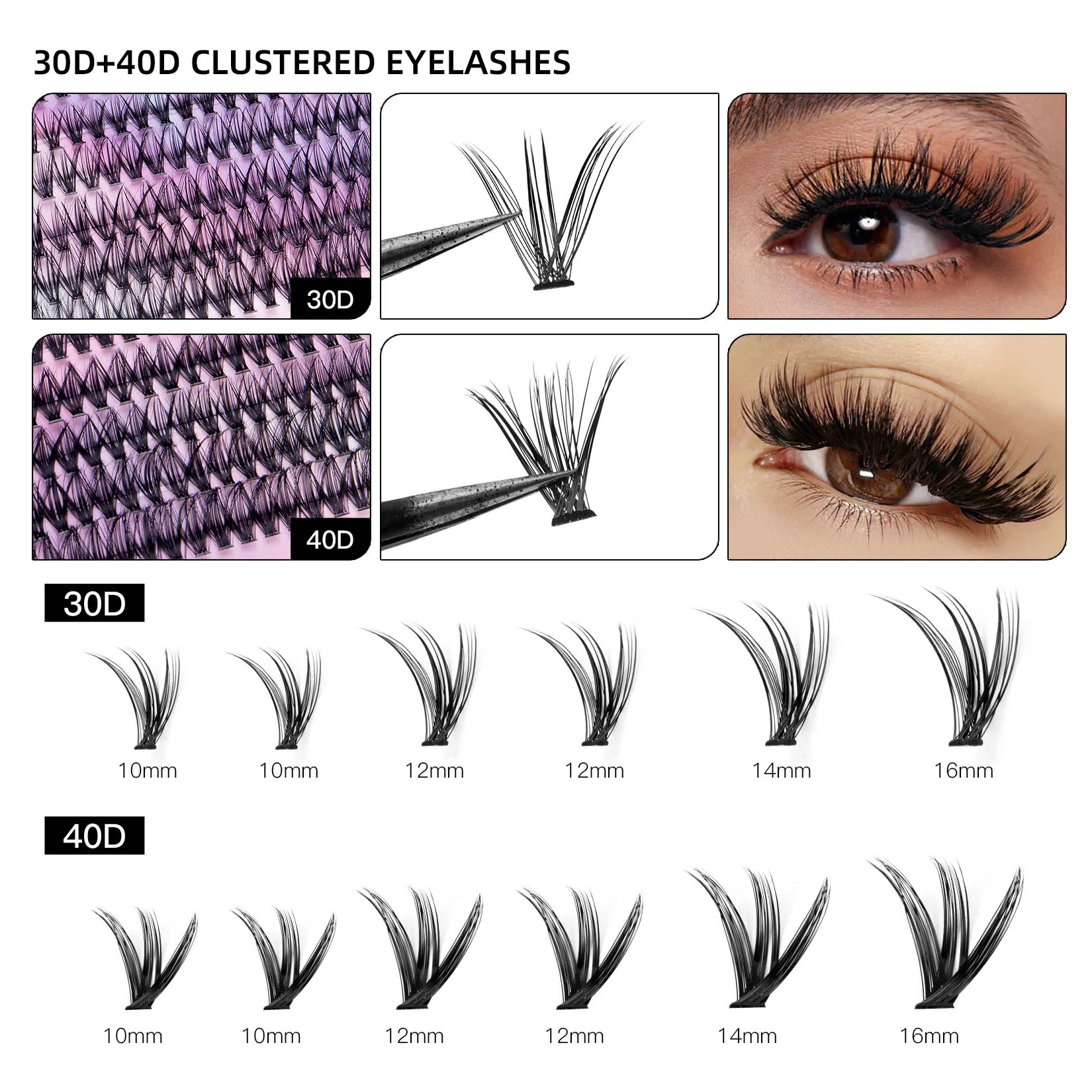 DIY Eyelash Extension Kit, 240 PCS Clusters with Slender Stems, Ultra Eyelash Cluster Kit (0.07mm-30D 40D-10-16mm Mix Ki