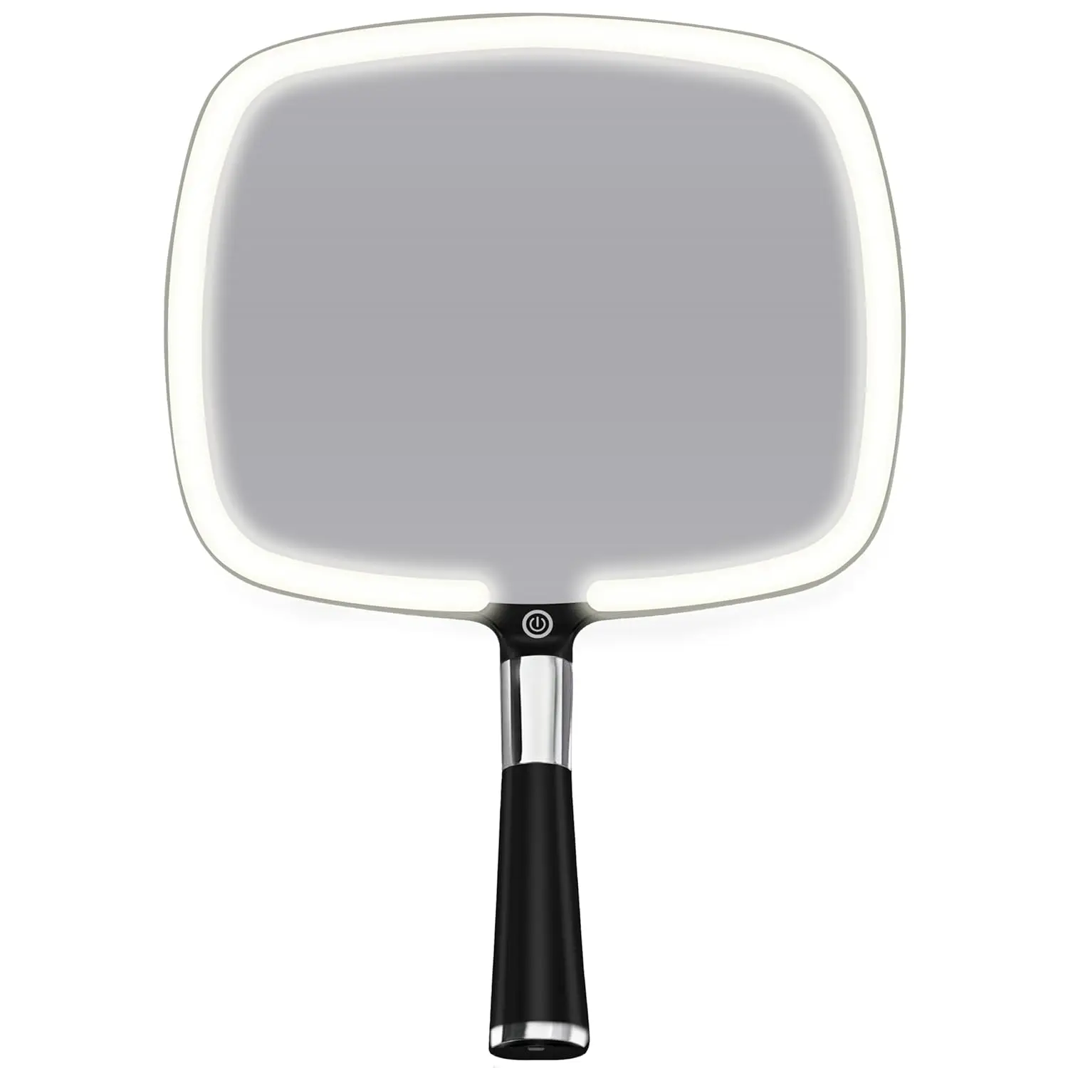 

Дорожное зеркало для макияжа со светодиодной подсветкой 2-в-1 с 3 режимами освещения, съемной подставкой и удобной ручкой - черное