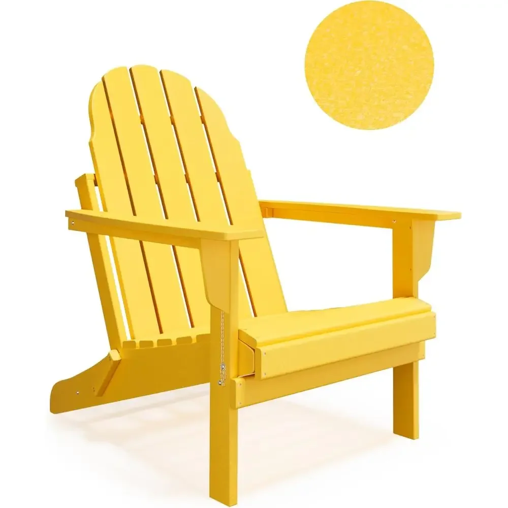 Heavy-Duty 450 lbs HDPE Poly Lumber Adirondack Chair, All-Weather Resistant, Suitable for Patio, Garden, Deck, and Backyard, Yel