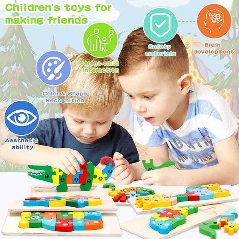 Wooden Puzzles Toys Babies Educational Wooden Puzzles Wooden Puzzles Animals 1 2 3 Years Wooden Puzzles for Children