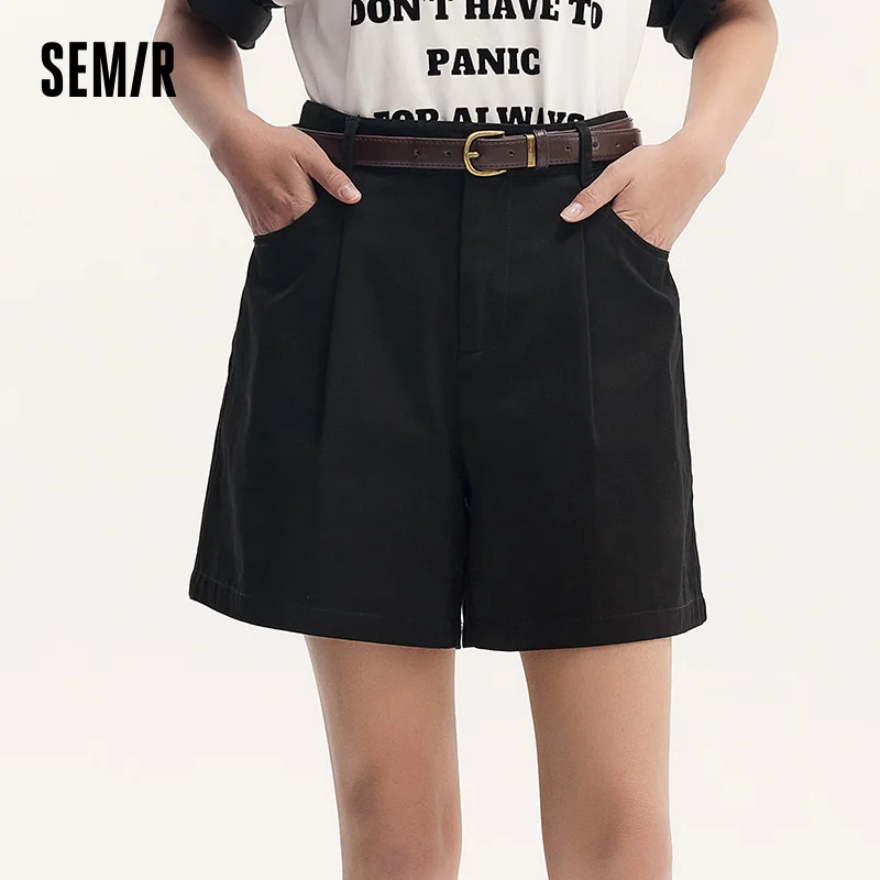 Semir Women's Basic A-Line Shorts Summer Minimalist Fashion Belted Loose Fit Trendy Casual Shorts
