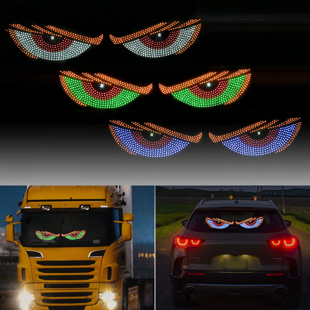 

1 Pair Dynamic Devil's Eye Light Plate LED Truck Small Car Front and Rear Window USB Decorative Lights Windshield Dynamic Light