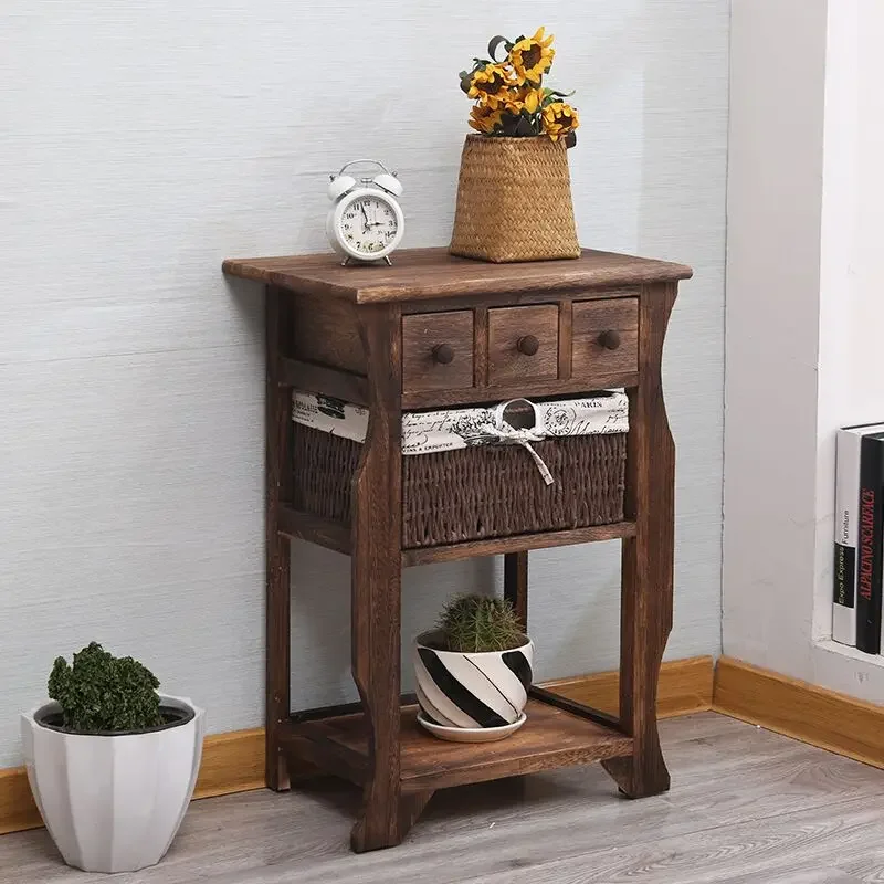 Vintage Korean Rustic Style Cabinet Fashionable and Lovely Bedside Table Simple Coffee Table Storage Cabinet Living Room Cabinet